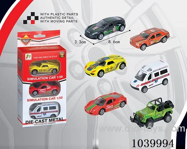 1:50 3PCS  alloy car 6sets&6color mixed loading   in window box