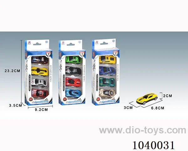 4pcs free wheel alloy car 12sets&12color mixed loading   in window box
