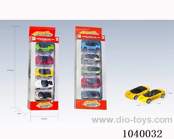 5PCS free wheel alloy car 16sets&8color mixed loading   in window box