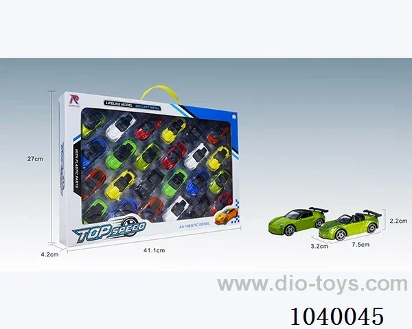 1:68 24pcsfree wheel alloy car 16sets&8color mixed loading   in window box