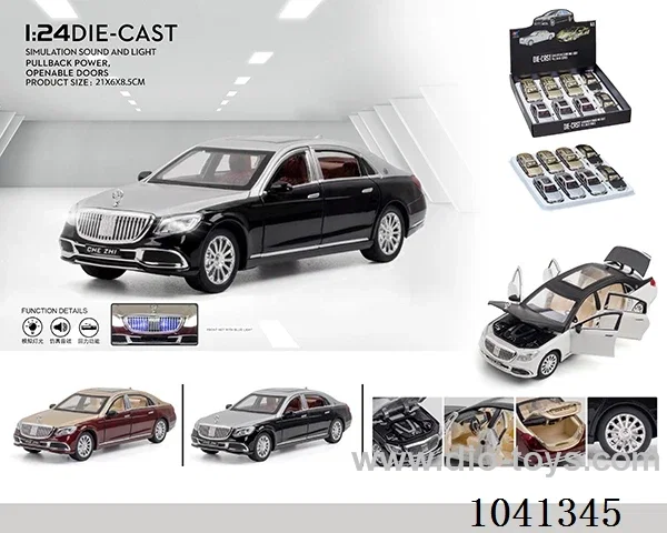 1:24 pull back car with sound&light 3color mixed loading in display box
