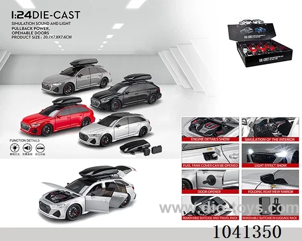 1:24 pull back car with sound&light 4color mixed loading in display box