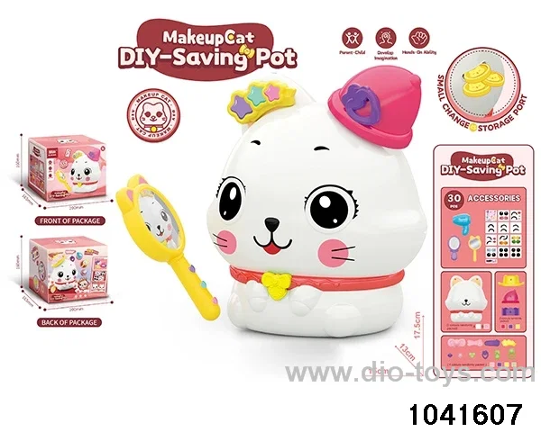 DIY piggy bank makeup cat in 30pcs color box