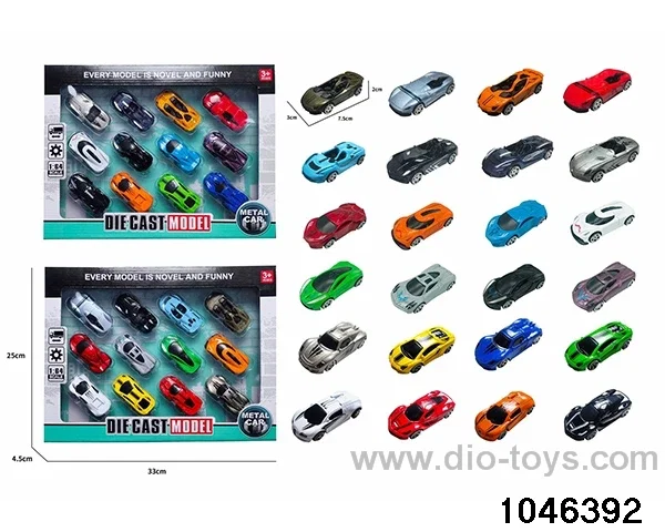 12pcs Sliding Alloy Car in window box