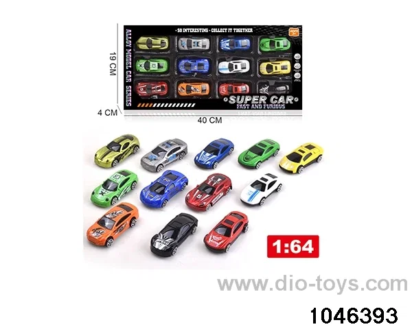 12pcs Sliding Alloy Car in window box