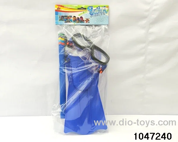 Goggles + snorkel + flippers in PP bag with header