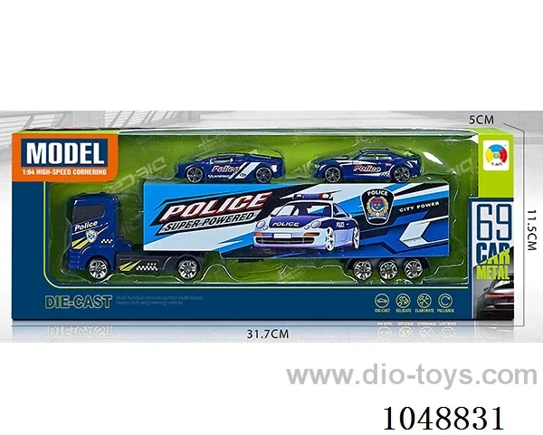 Alloy police series containers with 2 alloy police cars