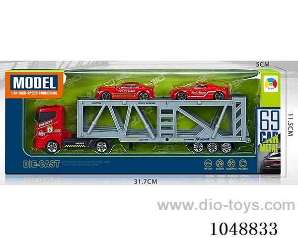 Alloy fire series double-decker transporter with 2 alloy fire fighters