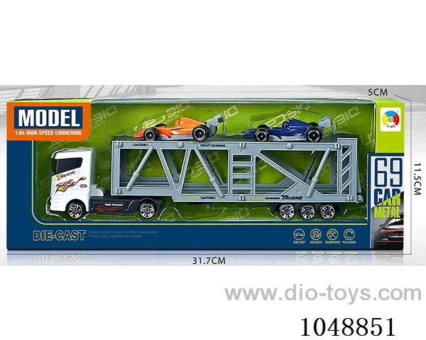 Alloy simulation series double-decker transporter with 2 alloy F1 cars