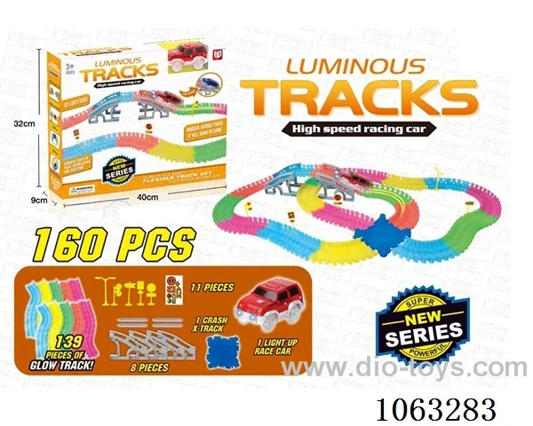Glow-in-the-dark assembly rail car