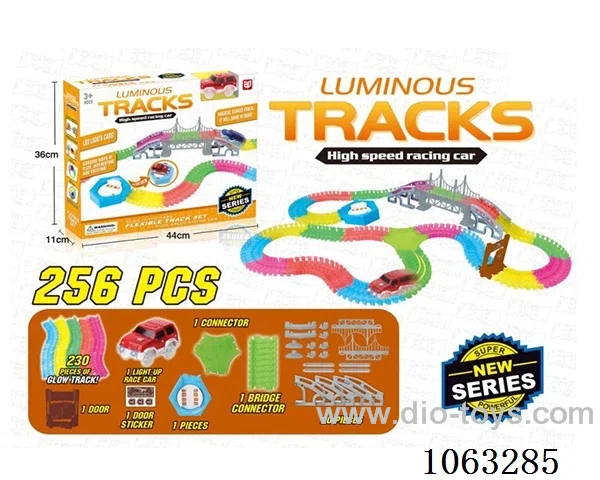 Glow-in-the-dark assembly rail car