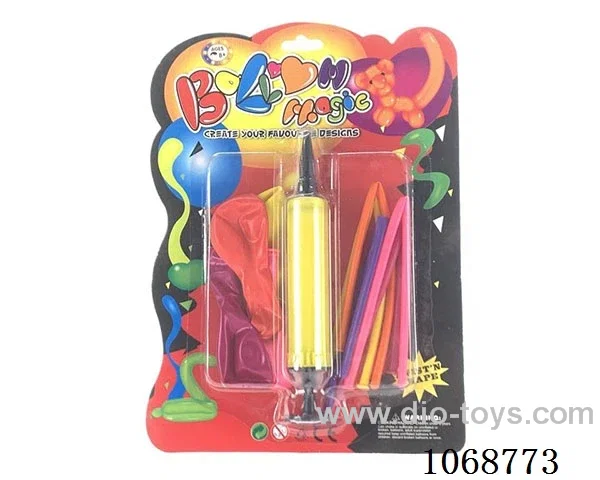 Five strips and five balls with a pump