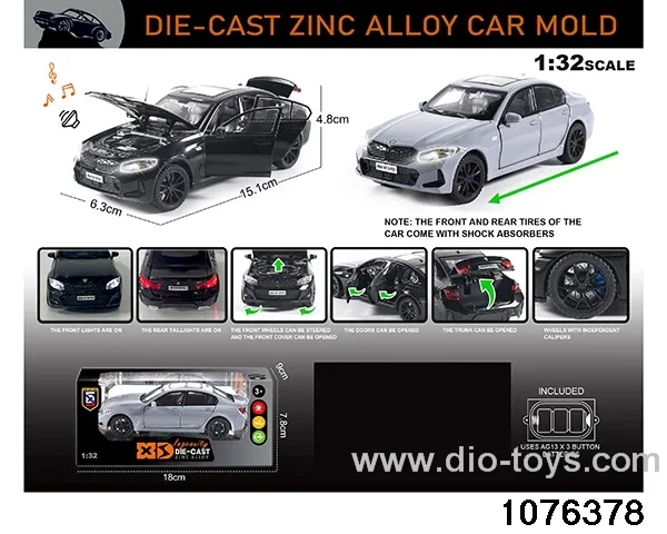 1:32 Alloy Car with Lights & Sound Effects in window box
