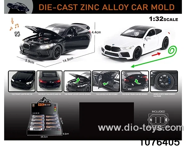 1:32 Alloy Car with Lights & Sound Effects in display box