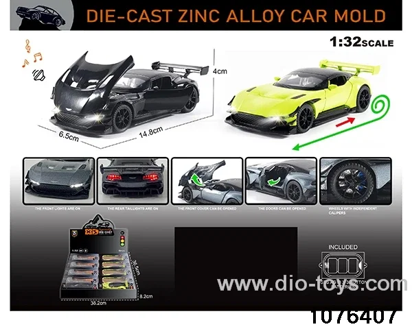 1:32 Alloy Car with Lights & Sound Effects in display box