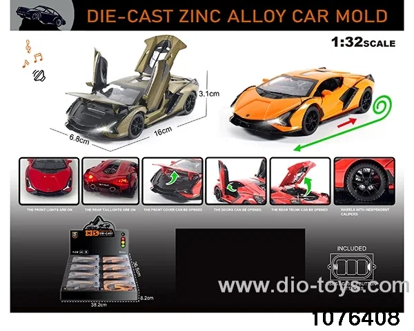 1:32 Alloy Car with Lights & Sound Effects in display box