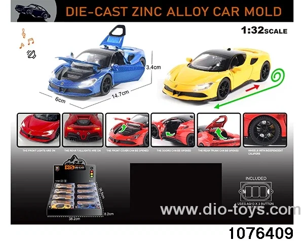 1:32 Alloy Car with Lights & Sound Effects in display box