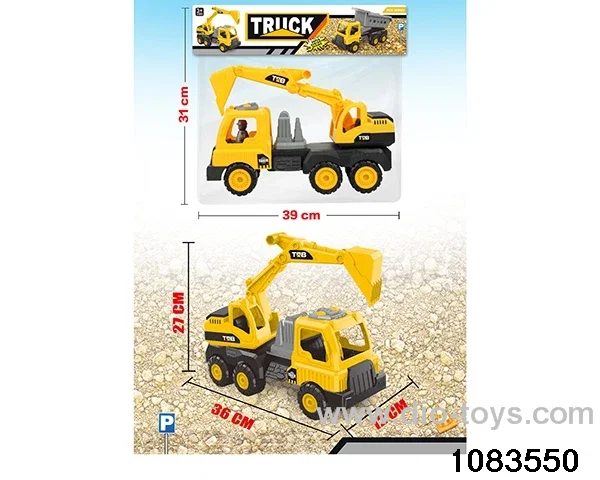 Skidding construction vehicle in PP bag with header
