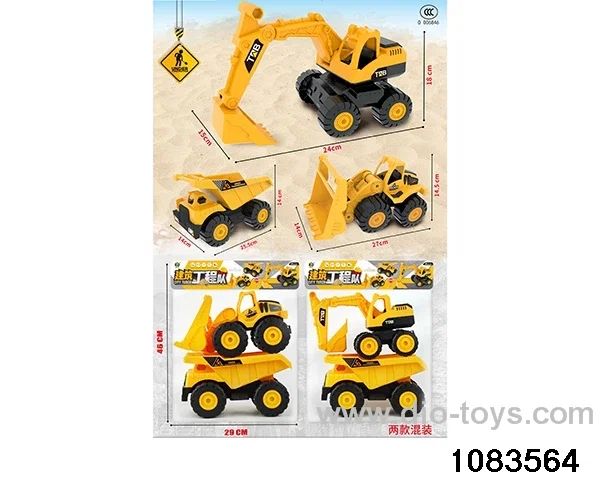 Skidding construction vehicle in PP bag with header