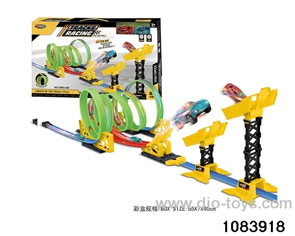 47PCS Speed Luminous Track Racer with light in color box