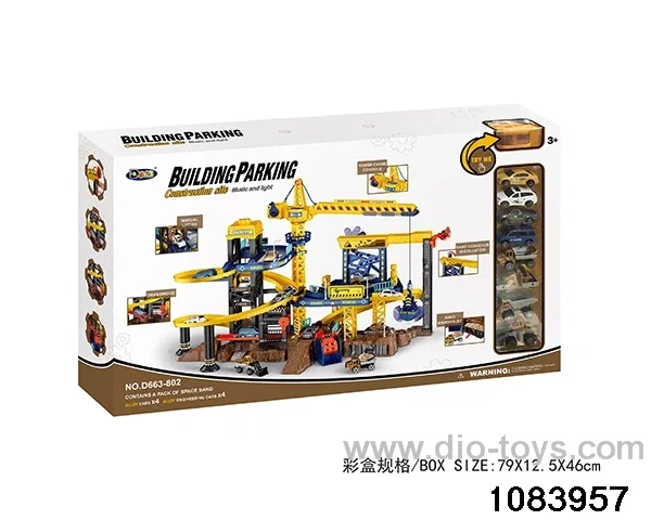 Car park for construction works in color box