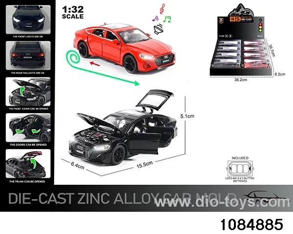 1:32 Alloy Car with Lights & Sound Effects in display box