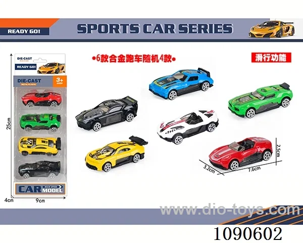 4PCS free wheel alloy car