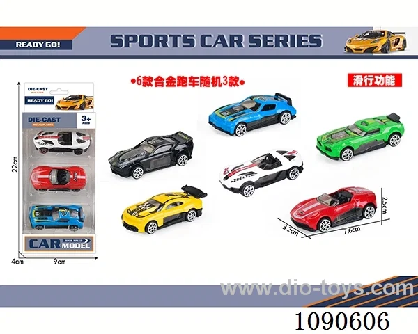 3PCS free wheel alloy car