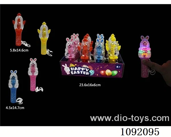 5 Lights Easter Bunny Flash Turn Stick 3*AG13 Yellow/Blue 12 pieces/display box
