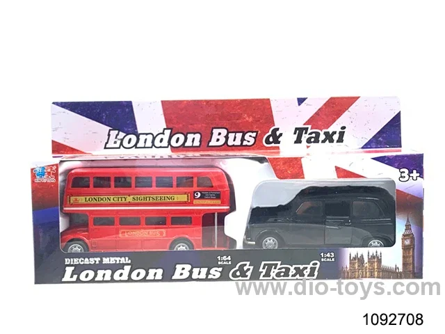 alloy pull back london bus & taxi in window  box