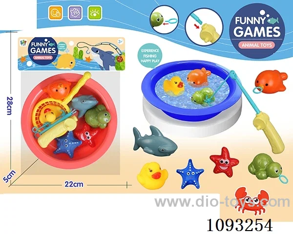 Round tub + self-contained fishing rod + vinyl swimming set