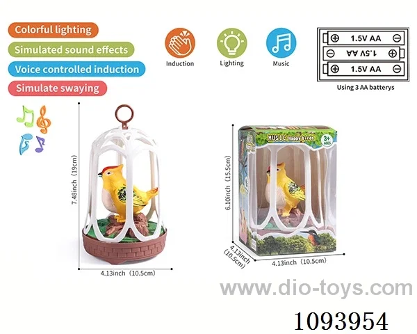 sound control birdcage with 1 bird/action/light/music