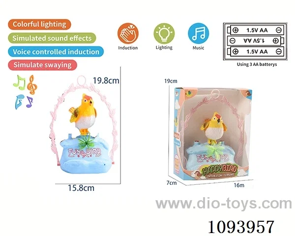sound control birdcage with 1 bird/action/light/music