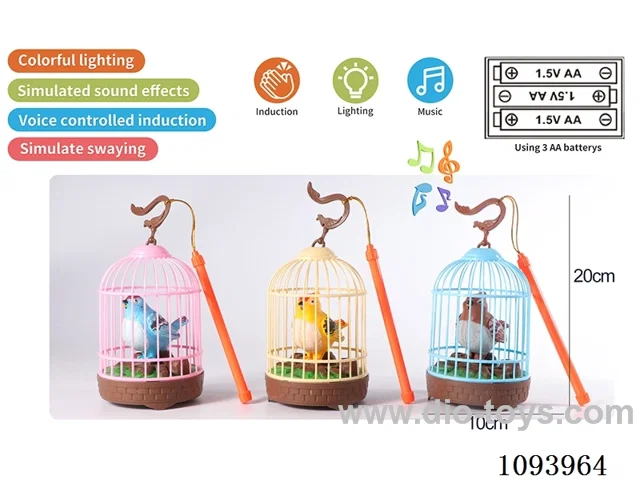Lantern sound control birdcage with 1 bird/action/light/music