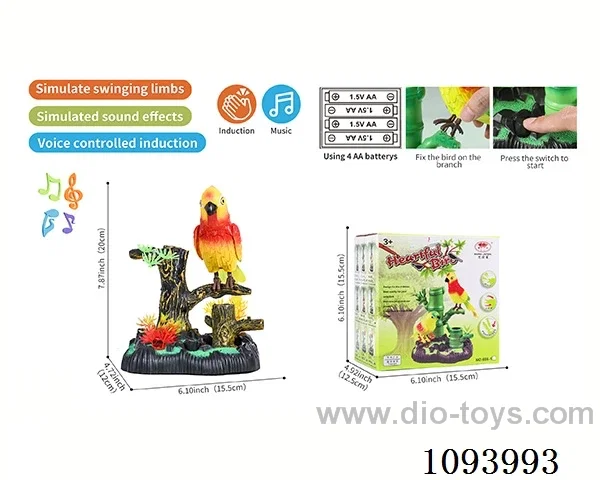 Tree parrot single bird (voice control, music, action)