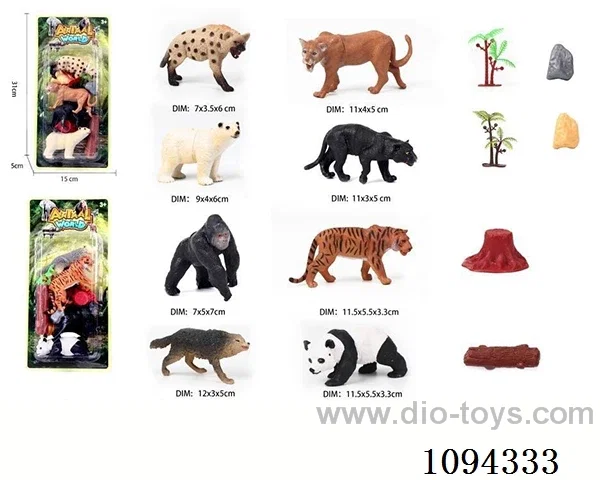 4 small wild hollow animals 6 accessories - PVC sheet (2 mixed packs)
