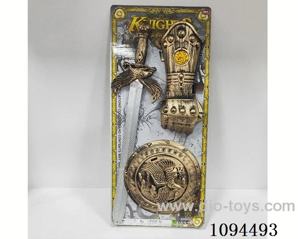 Bronze weapon set, sword, big hand, round shield