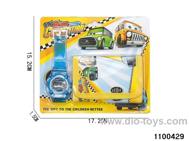Wallet + electronic watch in Blister card