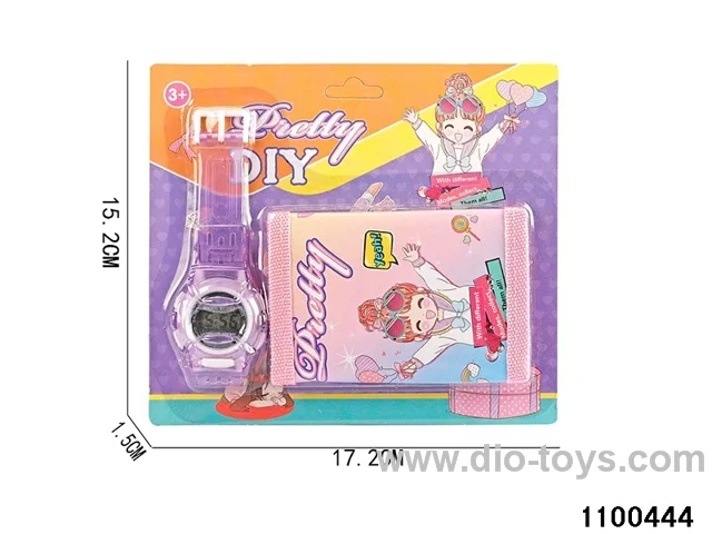 Wallet + electronic watch in Blister card