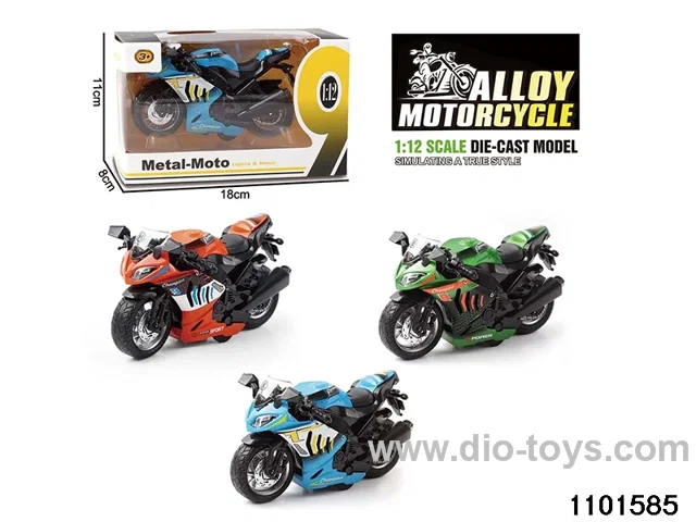 1:12 Alloy Musical pull back Motorbike in window box