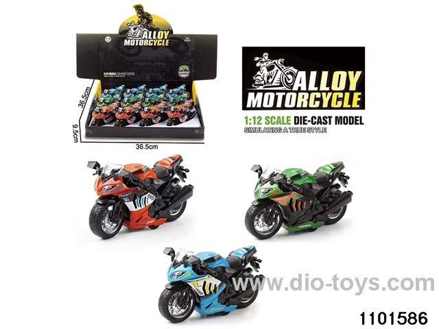 1:12 Alloy Musical pull back Motorbike in display box