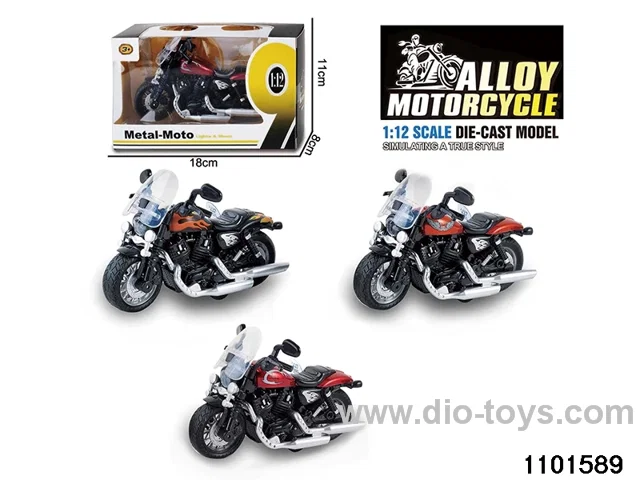 1:12 Alloy Musical pull back Motorbike in window box