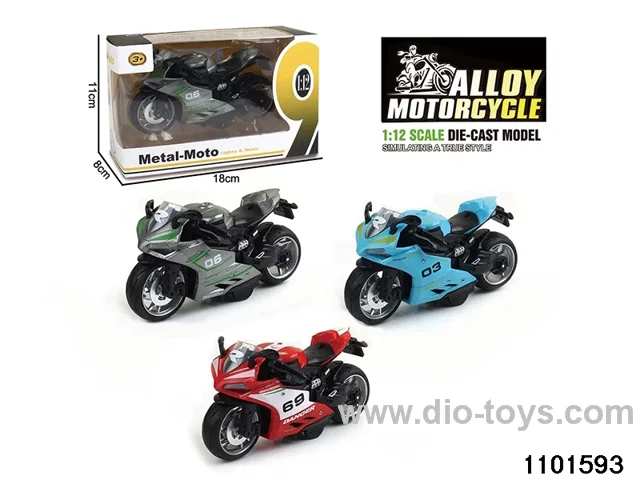 1:12 Alloy Musical pull back Motorbike in window box