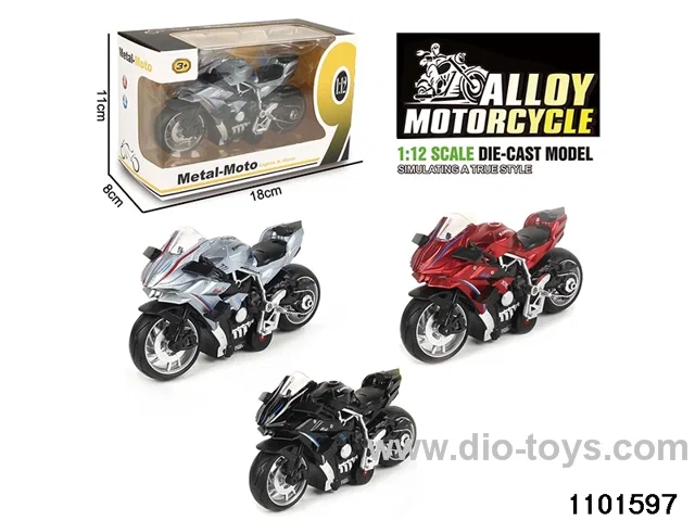 1:12 Alloy Musical pull back Motorbike in window box