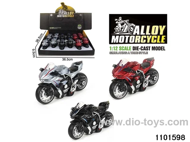 1:12 Alloy Musical pull back Motorbike in display box