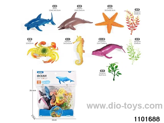 4-inch Marine Animals (6pcs) in PP bag with header