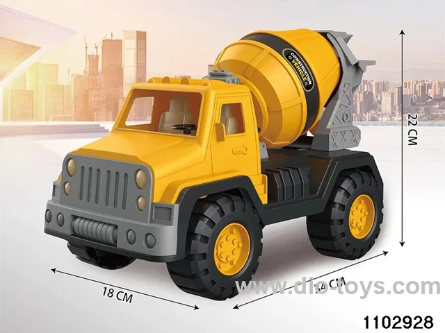 Skidding construction vehicle in PP bag with header