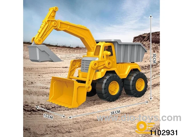Skidding construction vehicle in PP bag with header