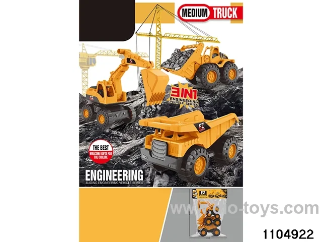 sliding engineering vehicles in PP bag with header