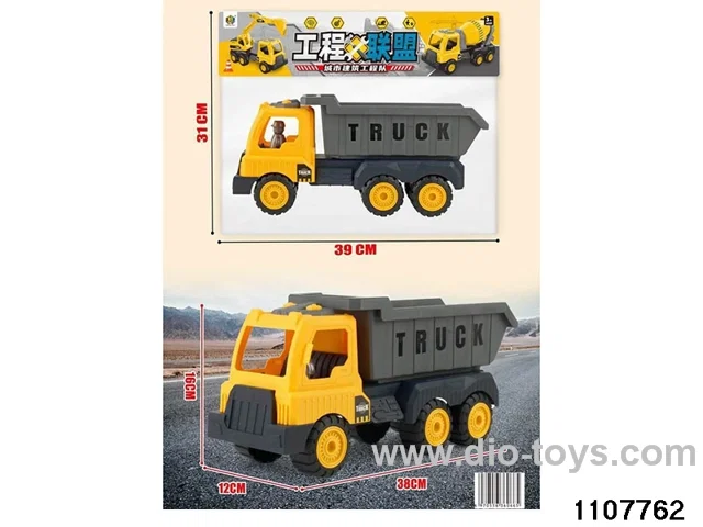Skidding construction vehicle in PP bag with header